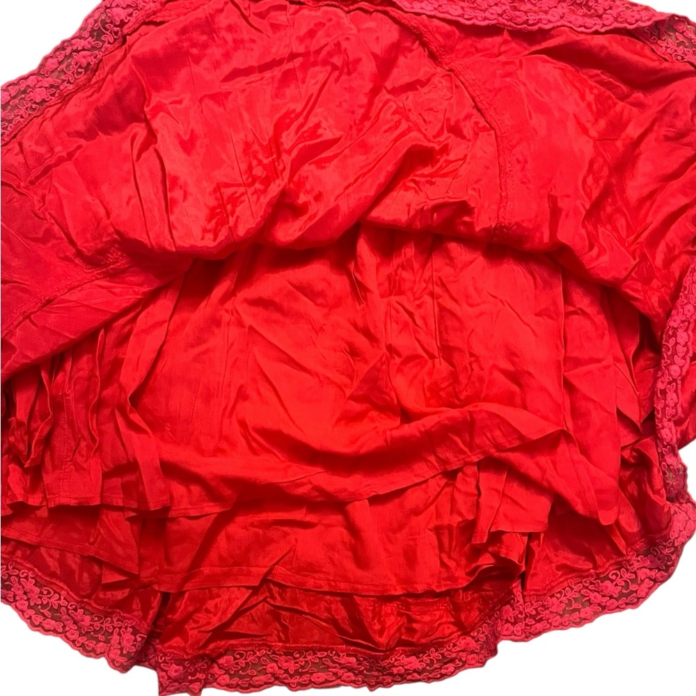 Free People Womens XL For A Moment Red Halter Top Mini Dress Lace Trim Lined New - Picture 10 of 11